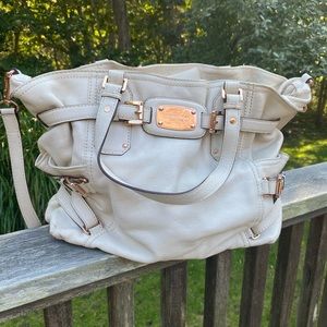 Michael Kors white leather tote w/ shoulder strap